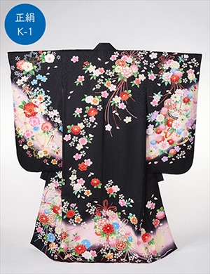 黒・ピンク・花飾り・手鞠