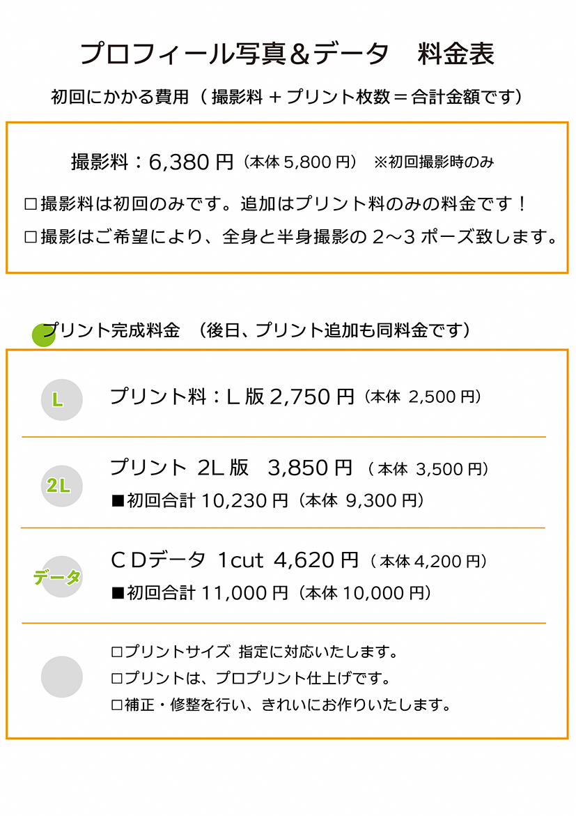 プロフィール価格